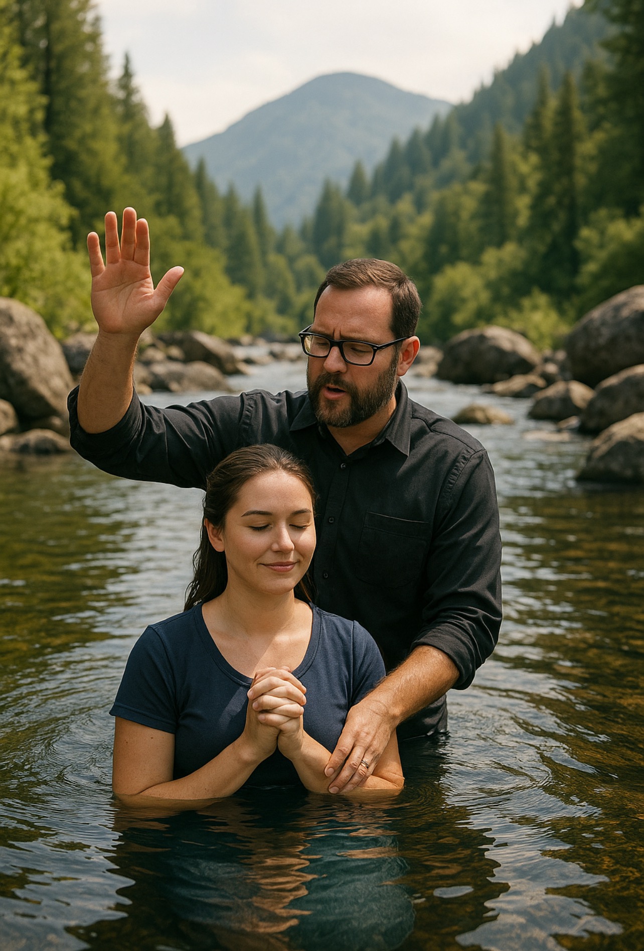 Baptism in a mountain creek