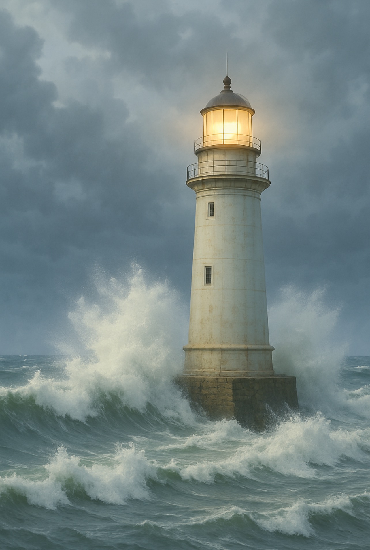 Lighthouse shining in the storm