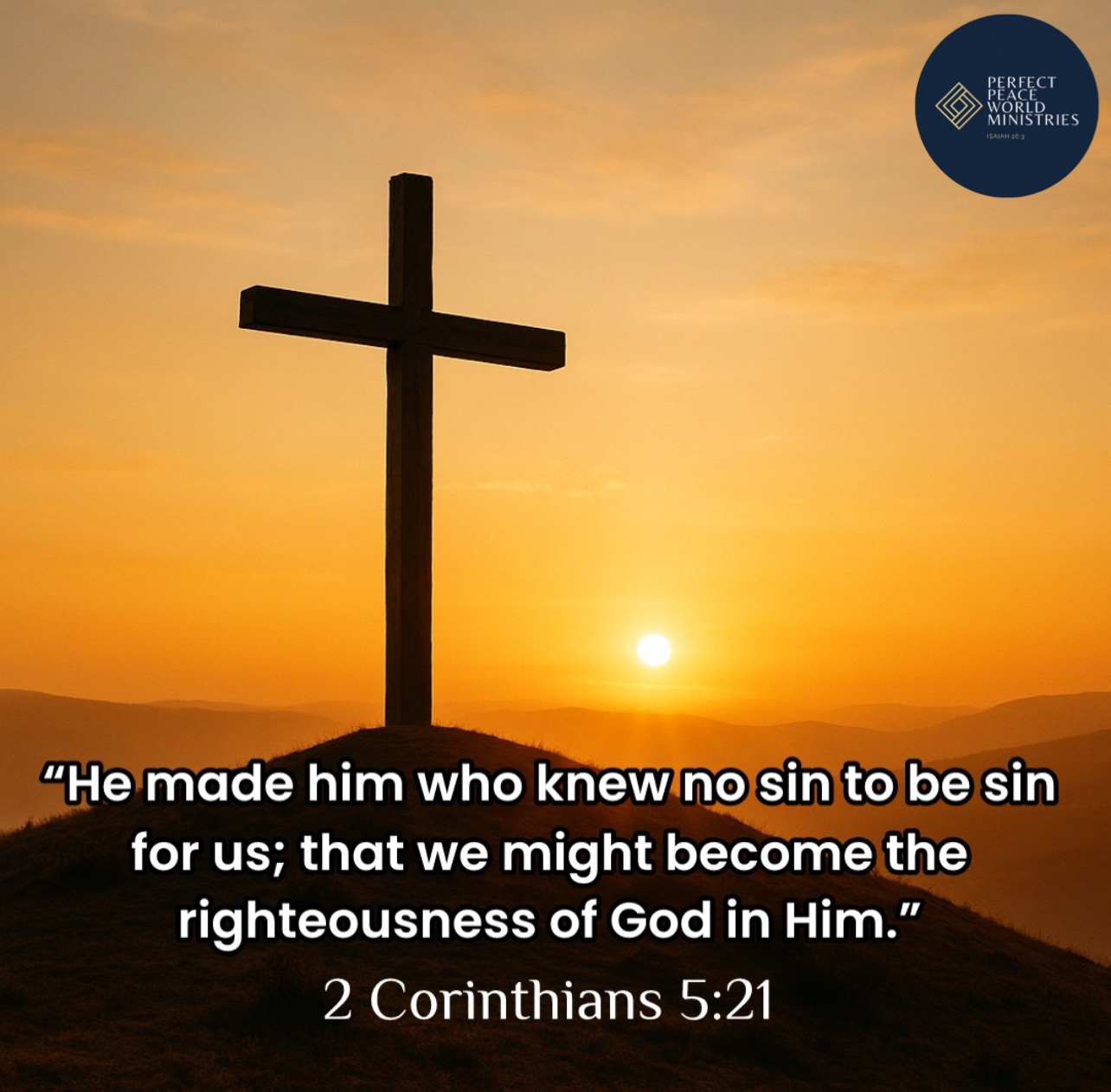 Cross on a hill at sunrise